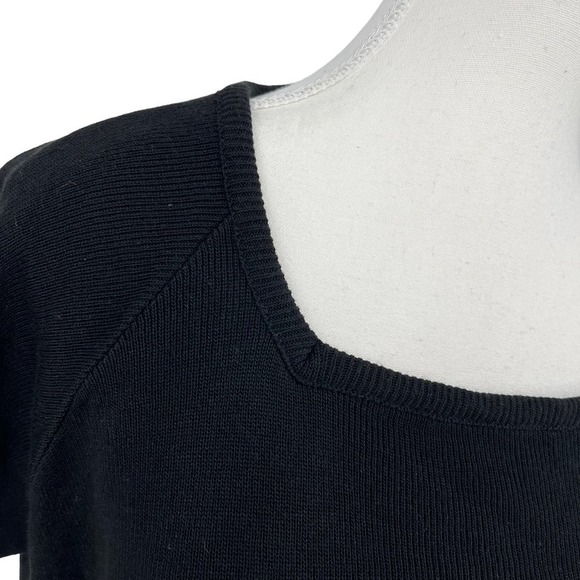 Vintage 90’s Herman Geist Knit Top Square Neck Black Sweater Medium - Picture 3 of 6